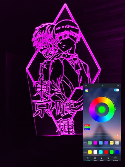 Акриловий світильник-нічник керування з телефона Кен Канекі 2 (Ken Kaneki) tty-n000911