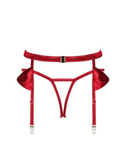 Пояс со стрингами с разрезом Obsessive Rubinesa Красный S/M | Зображення 6