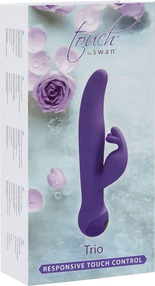 Вібратор-кролик Touch by SWAN - Trio Purple, сенсорне керування, ротація, діаметр 3,8 см | Зображення 6