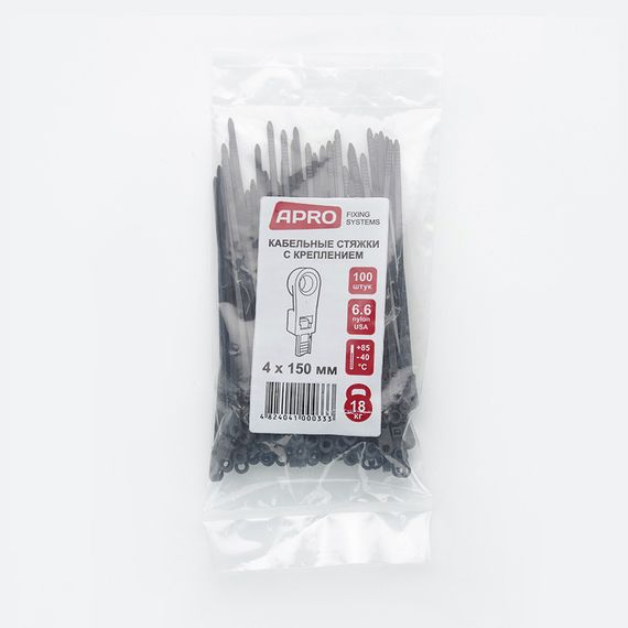 Стяжка кабельна з кріпленням 5x200 чорна (пач 100 шт.) APRO CTRM-B52001 | Зображення 5