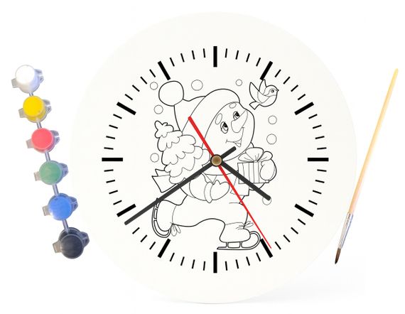 Детский набор для творчества часы раскраска Снеговик на коньках 30 см (Г0077) | Зображення 3