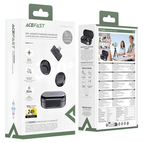 Петличный беспроводной микрофон Acefast R3 Type-C Black | Зображення 4
