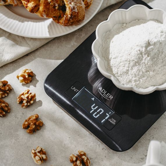 Ваги кухонні електронні Adler AD 3183 чорні до 5 кг з металевою платформою з нержавіючої сталі | Зображення 8