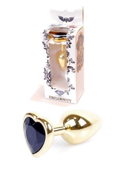 Анальна пробка - Jewellery Gold Heart Plug Black sexstyle