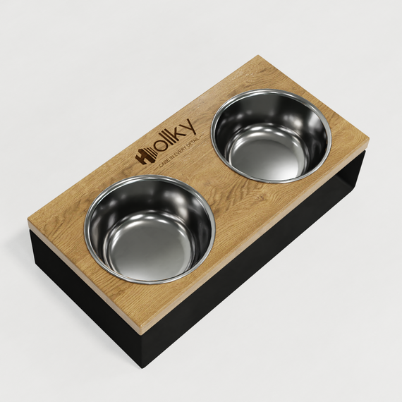 Миски на подставке из цельного металлического листа для собак и котов Hollky SteelWood S (2 × 0,45 л) SWS-36188-BLNT | Зображення 8