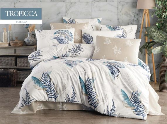 Постільна білизна EVA Ranforce 160 х 220 см. Tropicca Turkuaz