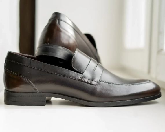 Шкіряні туфлі лофери, коричневі 44 розмір | Зображення 2