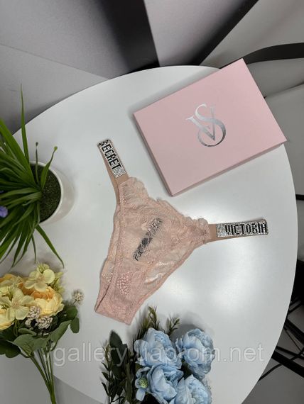 Женские кружевные трусики Бразилиана Victoria's Secret со стразами, женские трусики с кружевом и стразами Виктория Сикрет | Зображення 7