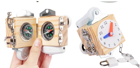 Ігри Монтессорі, зайнятий куб, дитяча дерев'яна іграшка, багатофункціональна розблокувальна гвинтова гра,