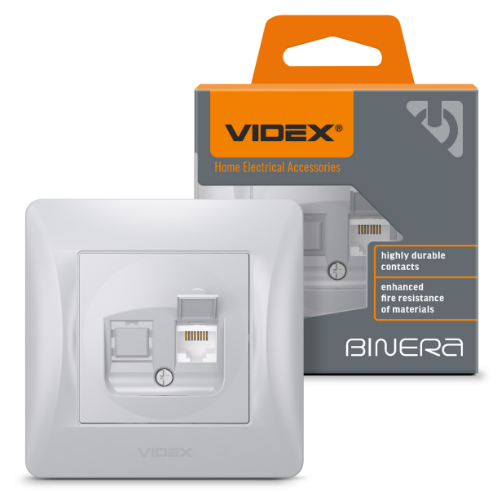 BINERA срібний шовк Розетка внутрішня 1-а CAT6 комп'ютерна Videx