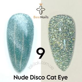Светоотражающий гель-лак Bee Nails Nude Disco №9 с эффектом кошачего глаза 8мл