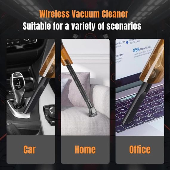 Бездротовий автомобільний пилосос 120 Вт, Портативний ручний із високою всмоктувальною здатністю для вологої та | Зображення 4