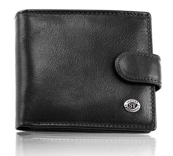 Класичне чоловіче портмоне з натуральної шкіри ST Leather В102 Чорний