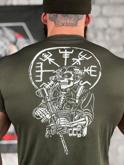 Тактична волога футболка SABUR череп олива ВТ5085 | Зображення 3