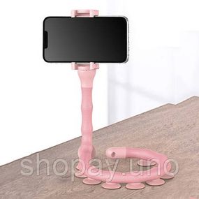 Гнучкий тримач для телефону з універсальними присосками Cute Worm Lazy Holder. Колір: рожевий ZG-82