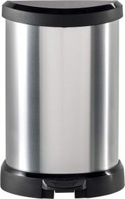 Контейнер для мусора с педалью Curver (Курвер) Deco bin 15 л (02120) Серебристый