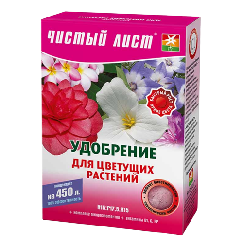 Добриво для квітучих рослин мінеральне 300гр (кристал) Квітофор Чистий лист