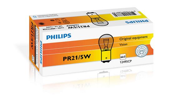 Указательная лампа накаливания PHILIPS 12495CP PR21/5W 12V 21/5W BAW15d Red | Зображення 1
