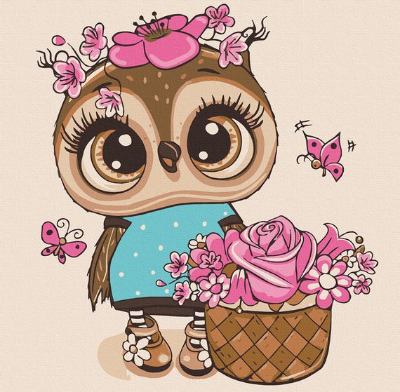 Картина за номерами. Art Craft "Совеня з квітами" 30 * 30 см 15515-AC