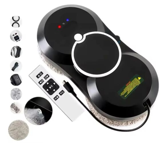 Робот для миття вікон NEW Glass Cleaning Robot з пультом дистанційного керування чорний