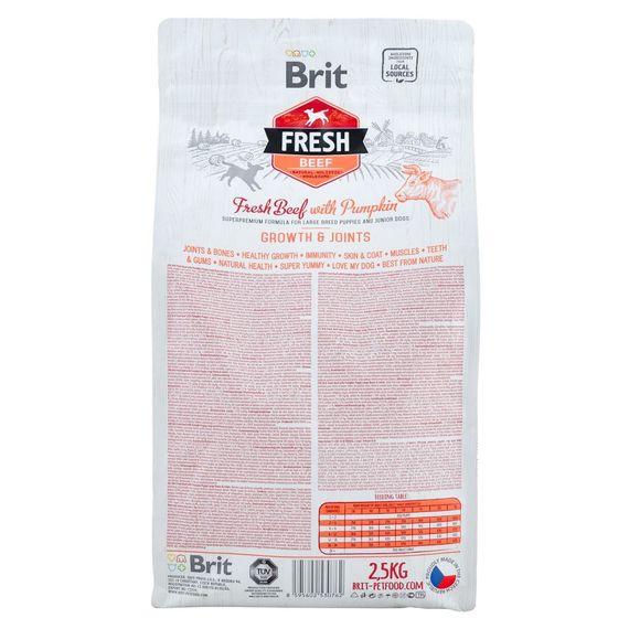 Корм сухий Brit Fresh Beef/Pumpkin Puppy Large для цуценят та молодих собак великих порід з яловичиною та гарбузом 2,5 кг | Зображення 2