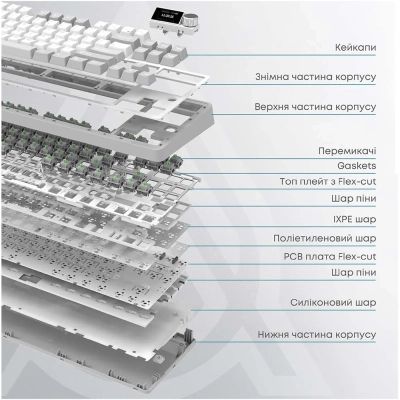 Клавиатура Ajazz AK870 PLUS Murad Switch RGB Wireless/Bluetooth/USB White (AK870-MU-BWD) | Зображення 2