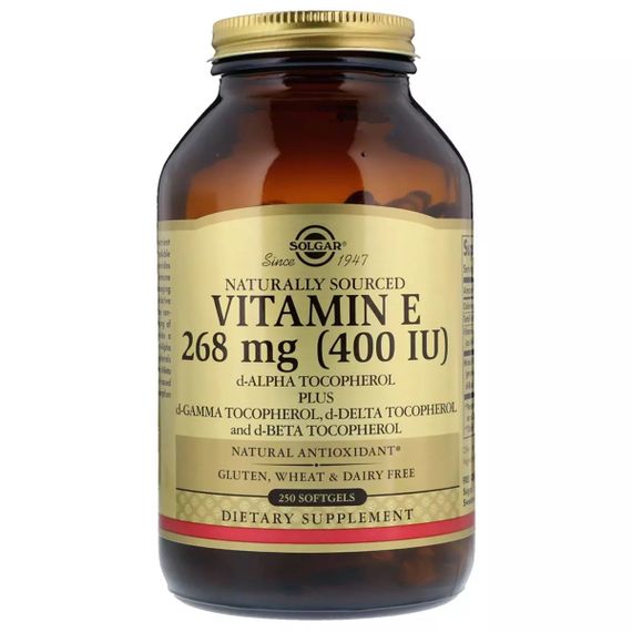 Вітамін E Solgar Natural Vitamin E 400 IU Pure d-Alpha Tocopherol 250 Softgels