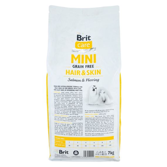 Brit Care GF Mini Hair & Skin сухий корм для собак малих порід для шерсті, 7 кг | Зображення 1