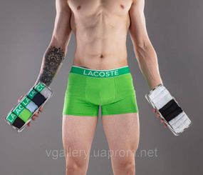 Подарунковий набір чоловічих трусів Lacoste в коробці - ціна поштучно  - розмір M