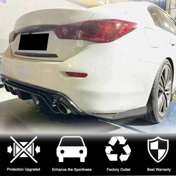 Накладки на задній бампер (для Q50 Base/Sport 2014-2017, Карбон) для Infiniti Q50/Q60 рр | Зображення 1