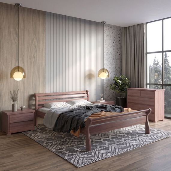 Односпальне дерев&#039;яне ліжко Mebigrand Верона Горіх лісовий 70х200 см (MBG-4445)