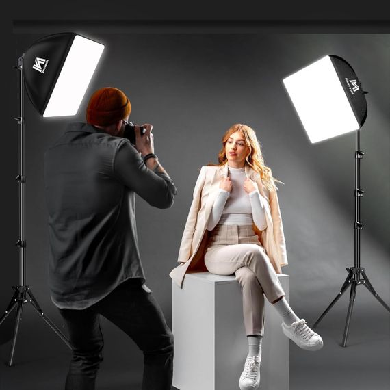 Комплект софтбоксу NiceVeedi 16" x 16" з LED-лампою 5400K та штативом 150 см | Зображення 3