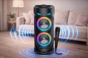 Портативная Bluetooth-колонка Sing-e ZQS4239 с LED-подсветкой / Беспроводная колонка для вечеринок с микрофоном 30W