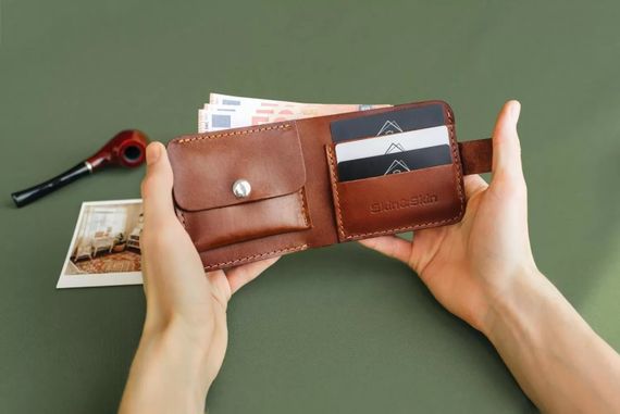 Шкіряний біфолд Skin and Skin 11.5х9.5 см Коньячний (SW01CO) | Зображення 5