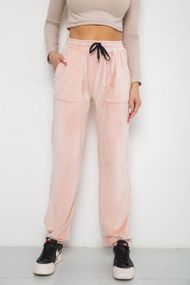 Штани жіночі велюрові, колір пудровий, 238R58168