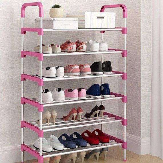 Полиця для взуття Shoe Rack 6 полиць Органайзер стійка 6 секцій 56х28х113см. Колір: чорний | Зображення 6