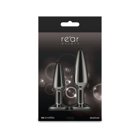 Набір анальних пробок NS Novelties Rear Assets - Tapered Trainer Kit - Gunmetal - Black Sex Aura | Зображення 3