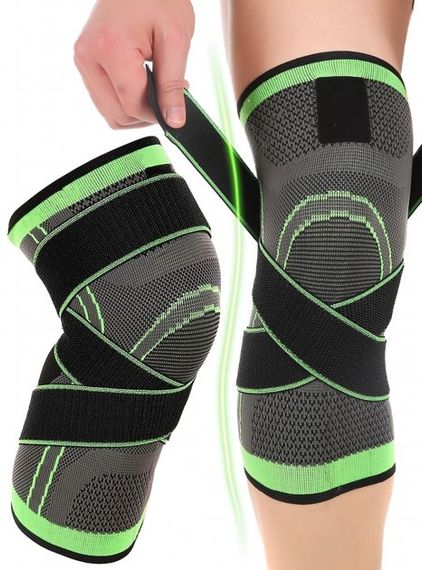 Наколенник Бандаж коленного сустава Knee Support Copper Черно-зелёный фиксатор колена Компрессионный от травм растяжений | Зображення 2