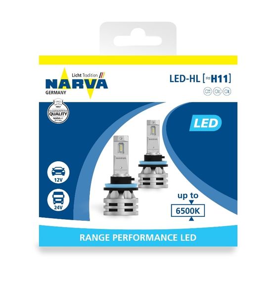 Комплект світлодіодних ламп Narva 18048 H11 12/24v 6500K X2 24W PGJ19-2 RPL | Зображення 1