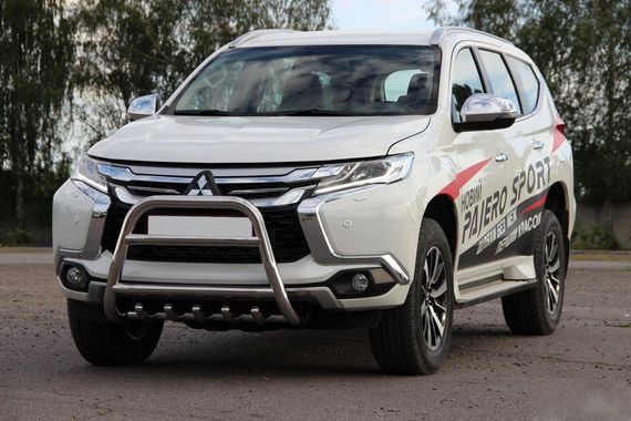 Кенгурятник WT008 (нерж) для Mitsubishi Pajero Sport 2015-2024 гг