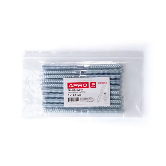Гвинт-шуруп М8x120 мм. (шпилька дворізьова) TORX (пач. 10 шт.) APRO 3SO80A21 | Зображення 4