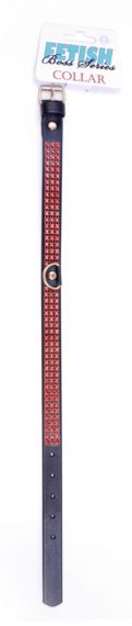 Нашийник зі штучної шкіри з кристалами Fetish Boss Series - Collar with crystals Red, BS3300108 Sex Aura | Зображення 3