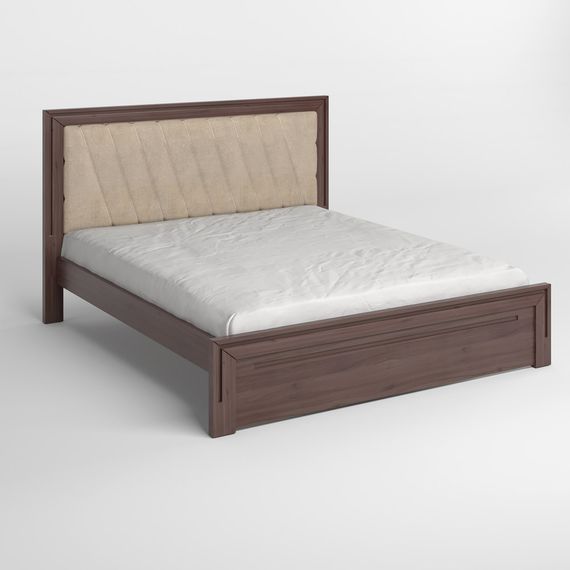 Двоспальне дерев'яне ліжко Mebigrand Торонто Т6 Горіх темний/Аляска 23 (бежевий) 160х200 см (MBG-9438) | Зображення 1