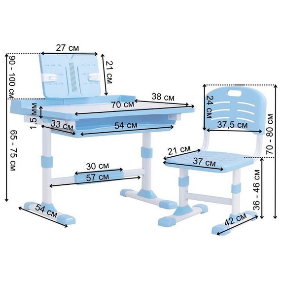 Дитяча парта для школяра Spoko SP-09 з лампою та сидінням, регульована, синя (42401043) | Зображення 4