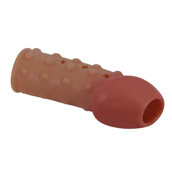Насадка на пеніс Pretty Love рельєфна, з пухирцями, бежева, 19,8 × 2,8 см Sex Aura | Зображення 4