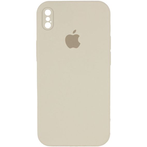 Чехол Silicone Case Square Full Camera Protective (AA) для Apple iPhone XS / X (5.8") Бежевый / Antigue White