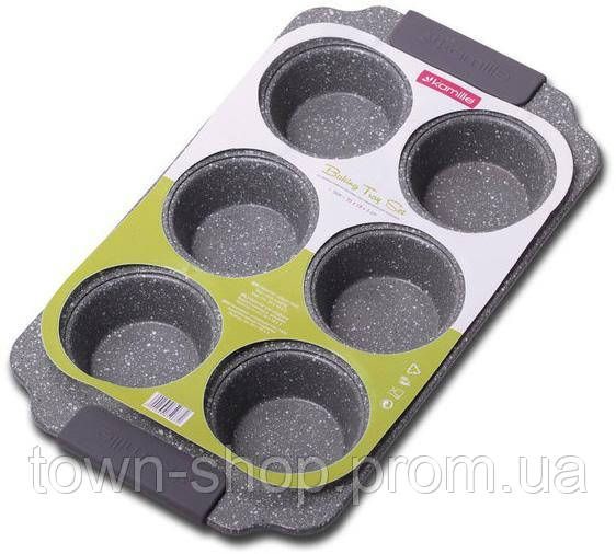 Форма для выпечки кексов Kamille Marble 30х18см, 6 ячеек KM-6038 | Зображення 1