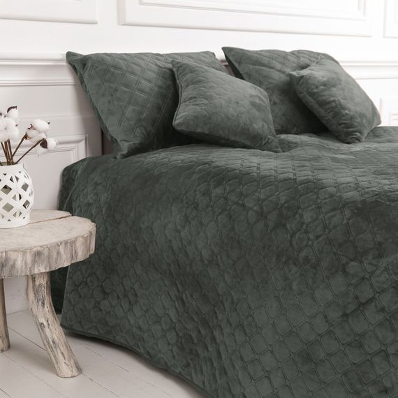 Покрывало полуторное ТЕП Velour Ромб круглый 4-00515-22391 150х210 см серое