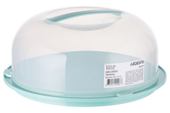Тортівниця ARDESTO Tasty baking з кришкою, 28.4*11.5 см, голубий тіфані (AR2328TP)