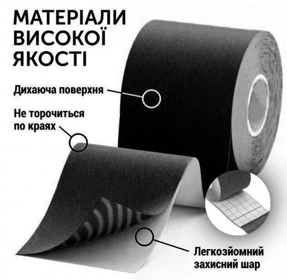 Кінезіологічний тейп PowerPlay 4315 Чорний 5cм*5м | Зображення 4